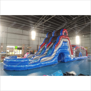 Indoor Slip And Slide Obstacle Course For Adults Swimming Pool Inflatable Assault Course