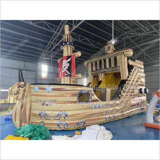 Large Commercial Inflatable Pirate Ship Slide Jumping Castle Bouncy Inflatable Slide For Adults And Kids