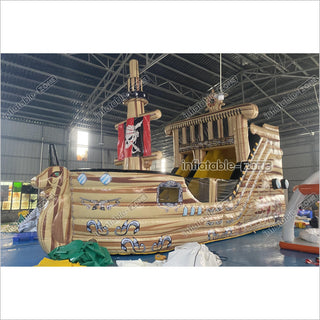 Large Commercial Inflatable Pirate Ship Slide Jumping Castle Bouncy Inflatable Slide For Adults And Kids