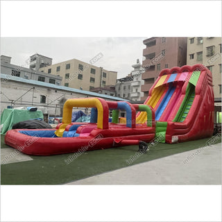 Large Outdoor Water Slide Jumping Castle Inflatable Pool Obstacle Water Slides For Kids