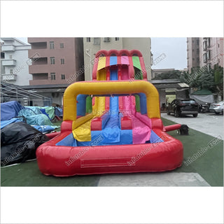 Large Outdoor Water Slide Jumping Castle Inflatable Pool Obstacle Water Slides For Kids