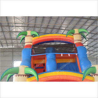 Best Inflatable Rainbow Water Slides And Pool Commercial Palm Tree Inflatable Water Slide For Party