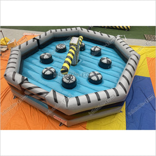 Outdoor Adult Kids Inflatable Sweeper Eliminator Wipeout Toxic Meltdown Machine Inflatable Game