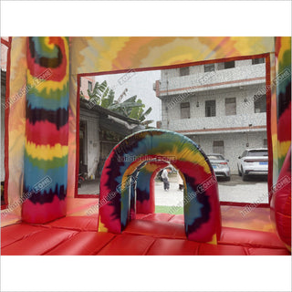 Inflatable Tie Dye Bounce House Slide Combo Jumping Castle For Kids Adults Outdoor Fun