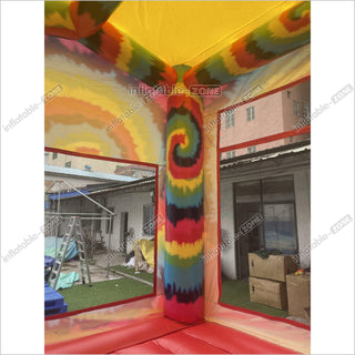 Inflatable Tie Dye Bounce House Slide Combo Jumping Castle For Kids Adults Outdoor Fun