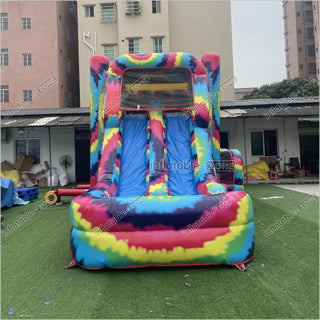 Inflatable Tie Dye Bounce House Slide Combo Jumping Castle For Kids Adults Outdoor Fun