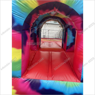 Inflatable Tie Dye Bounce House Slide Combo Jumping Castle For Kids Adults Outdoor Fun