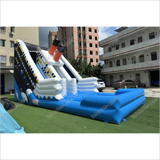 Inflatable Titanic Waterslide Splash Dual Lane Center Climb Best Backyard Water Slide Inflatable Bounce Pool