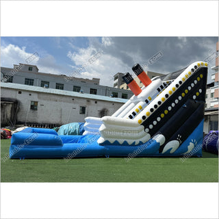 Inflatable Titanic Waterslide Splash Dual Lane Center Climb Best Backyard Water Slide Inflatable Bounce Pool