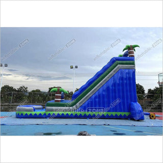 Commercial Blue Marble Wave Monster Inflatable Water Slide Tropical Inflatable Jungle Waterslide With Pool