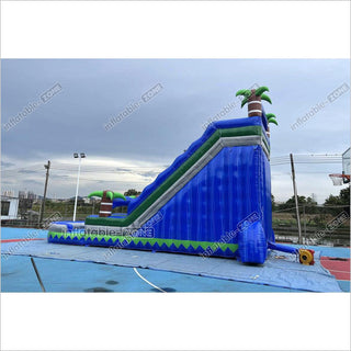 Commercial Blue Marble Wave Monster Inflatable Water Slide Tropical Inflatable Jungle Waterslide With Pool