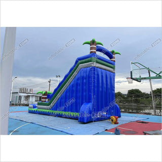 Commercial Blue Marble Wave Monster Inflatable Water Slide Tropical Inflatable Jungle Waterslide With Pool