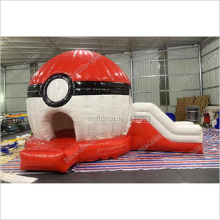 Fun Inflatable Pokeball Bouncer Jumping Pokeball Bouncy Castle With Slide For Kids And Adults