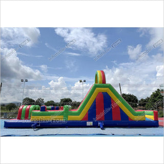 Large Inflatable Obstacle Course Playground Near Me Inflatable Slide And Rock Climbing Wall Challenge Course For Kids