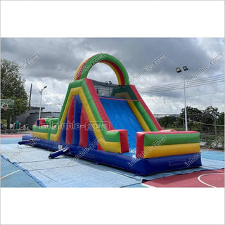 Large Inflatable Obstacle Course Playground Near Me Inflatable Slide And Rock Climbing Wall Challenge Course For Kids