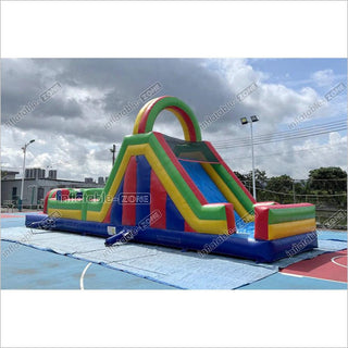 Large Inflatable Obstacle Course Playground Near Me Inflatable Slide And Rock Climbing Wall Challenge Course For Kids