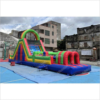 Large Inflatable Obstacle Course Playground Near Me Inflatable Slide And Rock Climbing Wall Challenge Course For Kids