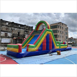 Large Inflatable Obstacle Course Playground Near Me Inflatable Slide And Rock Climbing Wall Challenge Course For Kids