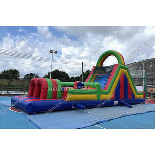 Large Inflatable Obstacle Course Playground Near Me Inflatable Slide And Rock Climbing Wall Challenge Course For Kids