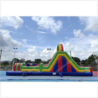 Large Inflatable Obstacle Course Playground Near Me Inflatable Slide And Rock Climbing Wall Challenge Course For Kids