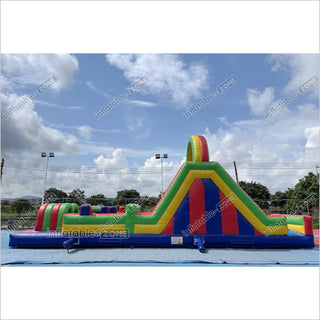 Large Inflatable Obstacle Course Playground Near Me Inflatable Slide And Rock Climbing Wall Challenge Course For Kids