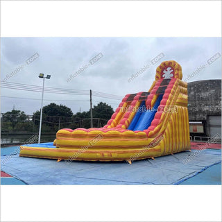 Commercial Large Water Slide Inflatable Pool Playground Dual Lane Curved Inflatable Water Slide