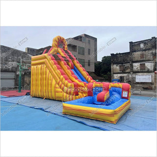 Commercial Large Water Slide Inflatable Pool Playground Dual Lane Curved Inflatable Water Slide