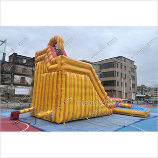 Commercial Large Water Slide Inflatable Pool Playground Dual Lane Curved Inflatable Water Slide