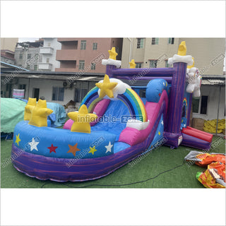 Magical Unicorn Inflatable Bounce House And Slide Combo Rainbow Jumping Castle For Party - Inflatable-Zone