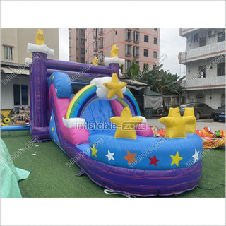 Magical Unicorn Inflatable Bounce House And Slide Combo Rainbow Jumping Castle For Party - Inflatable-Zone