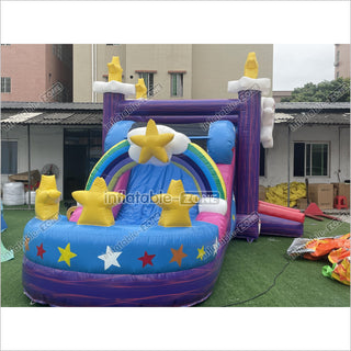 Magical Unicorn Inflatable Bounce House And Slide Combo Rainbow Jumping Castle For Party - Inflatable-Zone