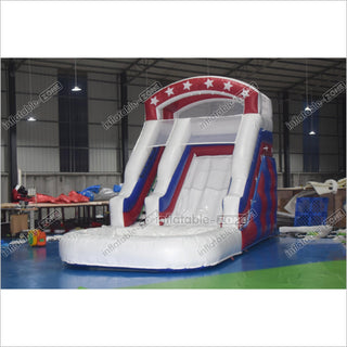 Happy Hop Inflatable Stars And Moonwalks Waterslide Single Lane Inflatable Water Slide With Pool