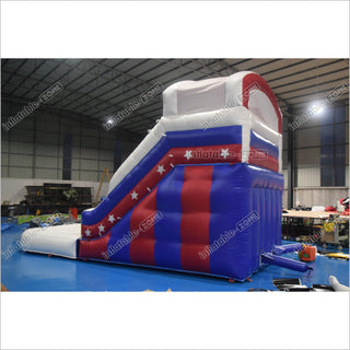 Happy Hop Inflatable Stars And Moonwalks Waterslide Single Lane Inflatable Water Slide With Pool