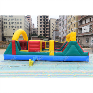 Commercial Bounce House Obstacle Course Outdoor Inflatable Assault Course Moonwalk Obstacle Course Rental