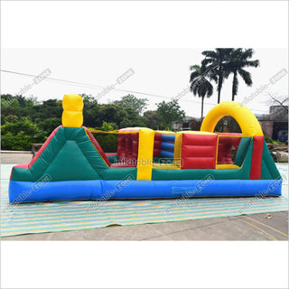 Commercial Bounce House Obstacle Course Outdoor Inflatable Assault Course Moonwalk Obstacle Course Rental