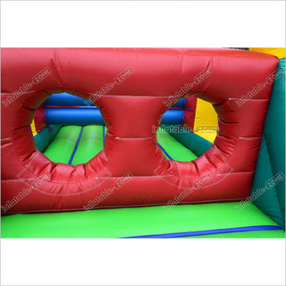 Commercial Bounce House Obstacle Course Outdoor Inflatable Assault Course Moonwalk Obstacle Course Rental