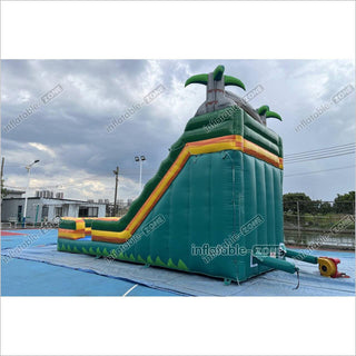 Palm Tree Inflatable Water Slide Outdoor Commercial Grade Water Jumping Castle With Slide And Splash Pool