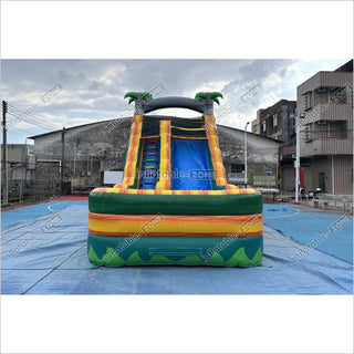 Palm Tree Inflatable Water Slide Outdoor Commercial Grade Water Jumping Castle With Slide And Splash Pool