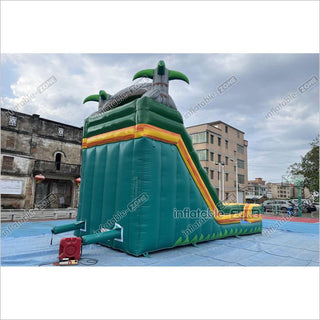 Palm Tree Inflatable Water Slide Outdoor Commercial Grade Water Jumping Castle With Slide And Splash Pool