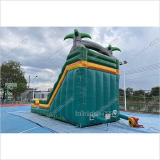 Palm Tree Inflatable Water Slide Outdoor Commercial Grade Water Jumping Castle With Slide And Splash Pool