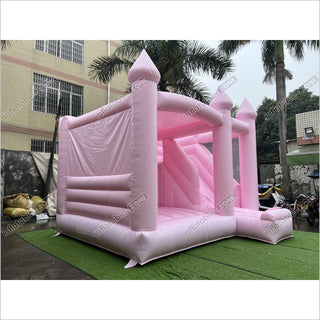 Commercial Pink Bouncy Castle With Slide Combo Wedding Inflatable Jumper Bounce House Play Near Me