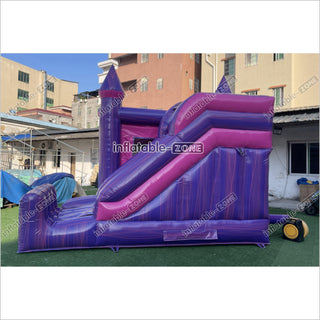 Pink Purple Bouncy Castle Slide Combo Inflatable Bounce House Jump And Play Party