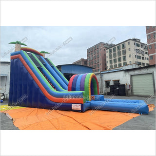 Rainbow Double Splash Water Slides Funny Inflatable Jumping Castle Large Backyard Waterslide For Pool