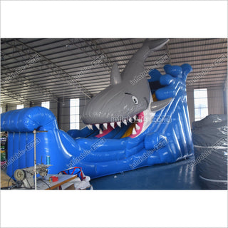 Big Shark Attack Inflatable Slides Commercial Dry Inflatable Bounce Blow Up Slide Party Jump Rentals Near Me