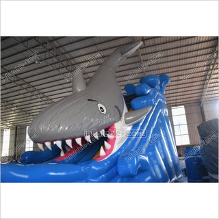 Big Shark Attack Inflatable Slides Commercial Dry Inflatable Bounce Blow Up Slide Party Jump Rentals Near Me