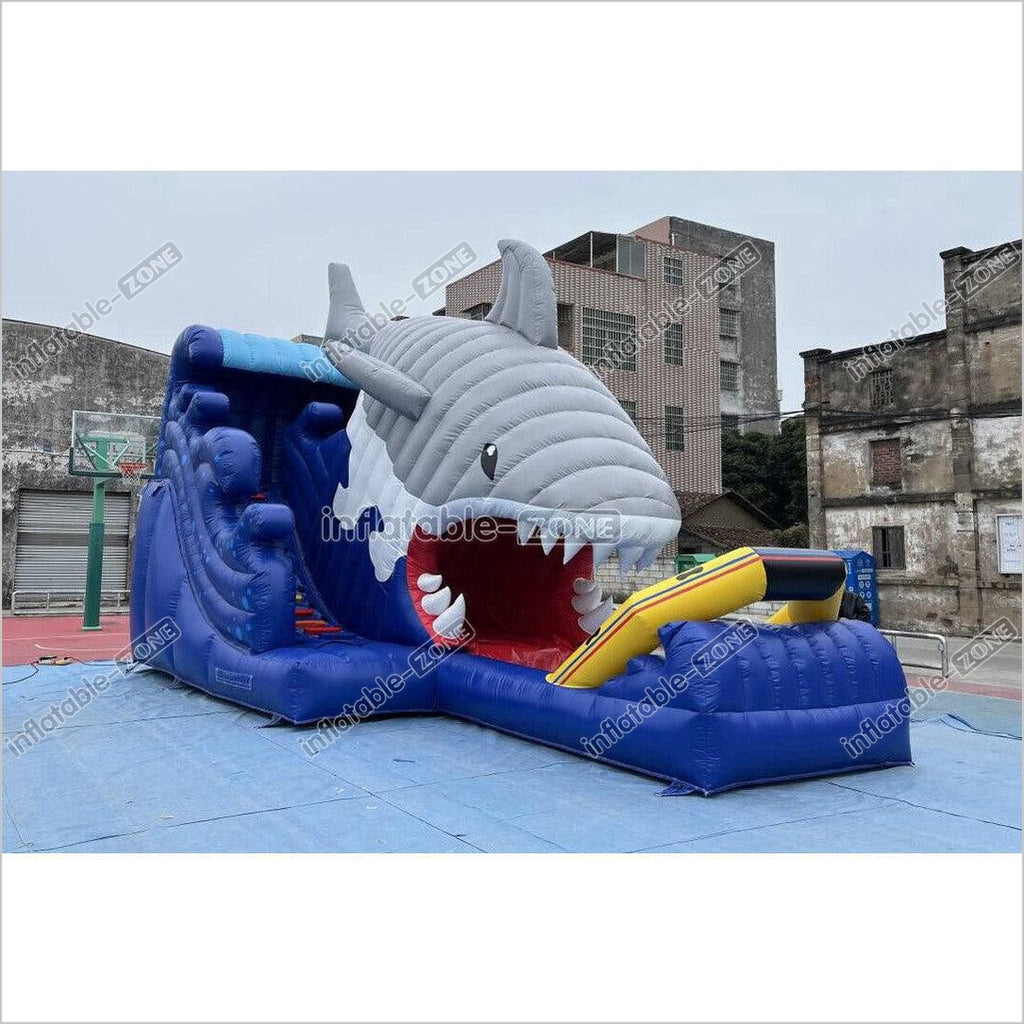 Blow Up Shark Water Slide Commercial Giant Inflatable Waterslide With ...