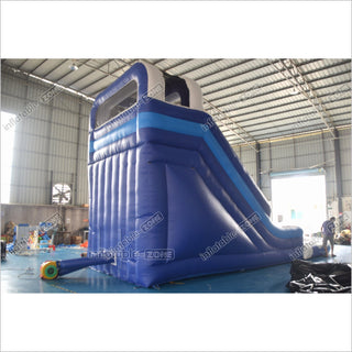 Large Commercial Single Lane Waterslide Blue And White Inflatable Water Slide Jumping Castle Swimming Pool