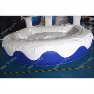 Large Commercial Single Lane Waterslide Blue And White Inflatable Water Slide Jumping Castle Swimming Pool