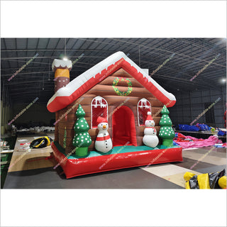 Snowman With Christmas Tree Bouncing House Inflatable Playground Indoor Jumping Castle Rentals Near Me - Inflatable-Zone