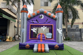 Spooky Halloween Haunted House Happy Hop Bouncy Castle Inflatable Ghost Pumpkin Jumping Bouncer Party